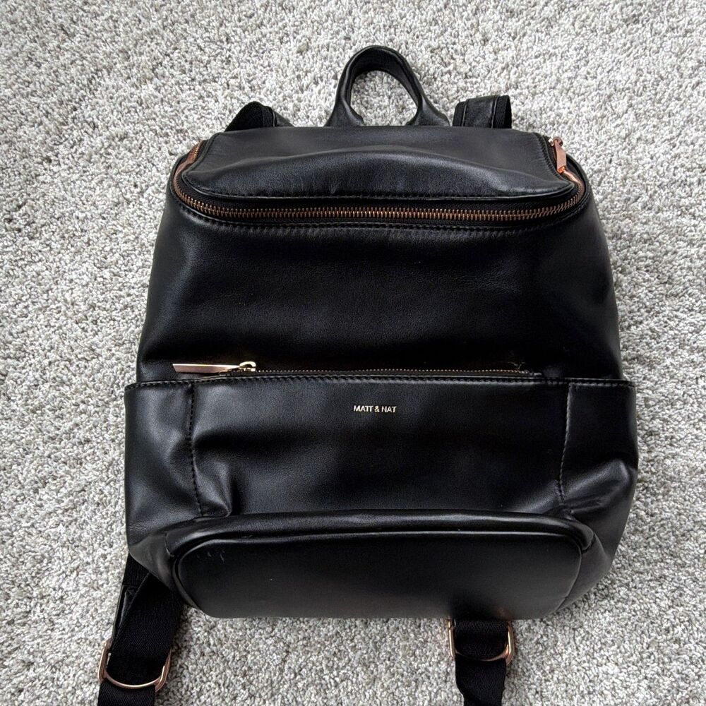 MATT & NAT “Brave” Black Vegan Leather Womens Backpack/Diaper Bag